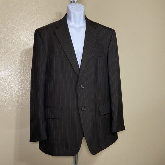 NAUTICA Mens Sport Jacket Size 44R Black Pinstripe - Picture 1 of 12